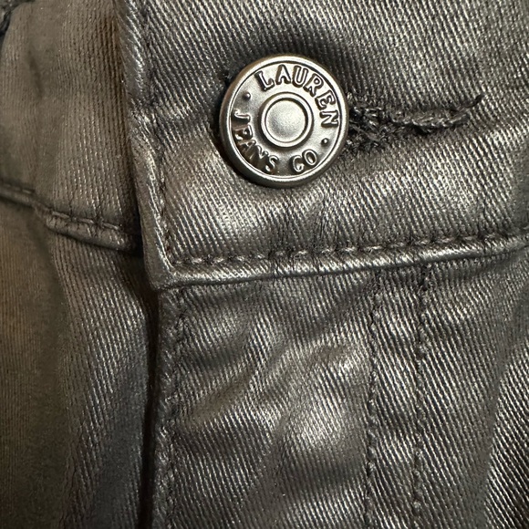 LRL Ralph Lauren Jeans Women 8 Black Modern Skinny Pants Wax Coated Leather-like - Picture 3 of 8